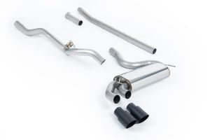 Non-resonated (louder). Cerakote Black OEM-Style Tips. Requires 4 holes to be drilled into the boot floor to allow fitment of the new Milltek Sport exhaust hangers