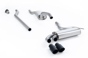 Resonated (quieter). Cerakote Black OEM-Style Tips. Requires 4 holes to be drilled into the boot floor to allow fitment of the new Milltek Sport exhaust hangers
