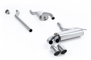 Resonated (quieter). Polished OEM-Style Tips. Requires 4 holes to be drilled into the boot floor to allow fitment of the new Milltek Sport exhaust hangers