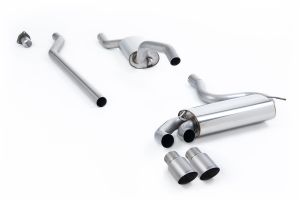 Resonated (quieter). Titanium OEM-Style Tips. Requires 4 holes to be drilled into the boot floor to allow fitment of the new Milltek Sport exhaust hangers