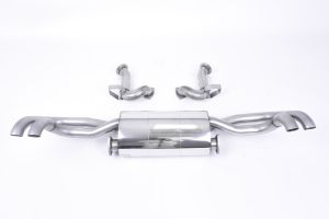 Removes secondary catalysts - Non-resonated (louder). Uses OEM tailpipe trims