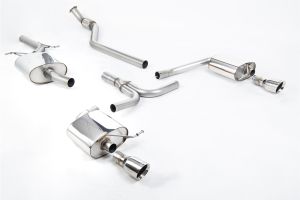 Dual-outlet. Requires A4 3.2 S line dual-outlet rear valance. Requires additional hanger bracket (Part # 8K0253144M) from your local Audi dealer - ECE Approved