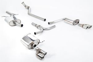 Quad-outlet. Requires S4 3.0T lower spoiler and detailing strip and additional hanger bracket (Part # 8K0253144M) from your local Audi dealer ECE Approved
