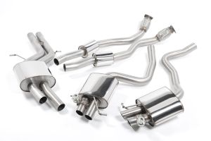 Resonated (quieter). Uses OE tailpipe trims