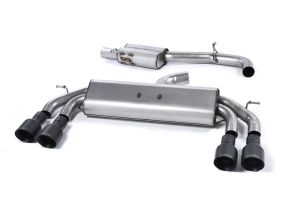 Non-Valved Race System. Resonated (quieter). Quad Round Cerakote Black Tips