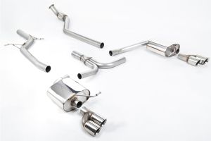 Non-Resonated Quad-outlet. Requires S4 3.0T lower spoiler and detailing strip and additional hanger bracket (Part # 8K0253144M) from your local Audi dealer