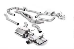 Cat Back System Non Resonated (Twin 80mm) with Polished Oval Trims (Loudest) - Does not require cutting of the OE System