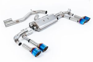 Road System - 80mm Part-Resonated Cat Back with GT-115 Burnt/Blue Titanium Tips