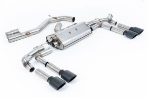 Road System - 80mm Part-Resonated Cat Back with Cerakote Black Oval Tips