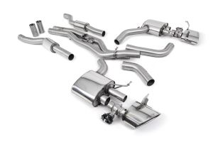 Cat Back System Resonated (Twin 80mm) with Polished Oval Trims - Requires OE system to be Cut  - Designed for Customers who will be upgrading to Turbo Back in the Future