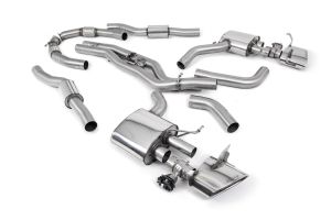 Cat Back System Resonated (Twin 80mm) with Polished Oval Trims (Loudest) - Does not require cutting of the OE System