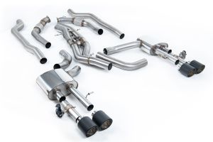  Non-Resonated (Louder) Cat Back System (Twin 80mm) with JET-115 Carbon Trims (Does Not Require Cutting of the OE System)