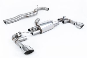 80mm Race Non-Resonated Cat Back with Polished Trims (Loudest)