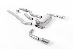 435i-style dual-outlet. Non-resonated (louder). Polished Tips. Requires 435i M Sport rear valance from your BMW dealer
