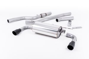  435i-style dual-outlet. Non-resonated (louder). Cerakote Black Tips. Requires 435i M Sport rear valance from your BMW dealer