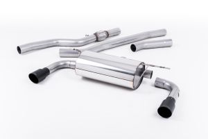  435i-style dual-outlet. Non-resonated (louder). Cerakote Black Tips. Requires 435i M Sport rear valance from your BMW dealer