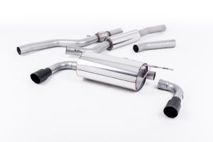  435i-style dual-outlet. Resonated (quieter). Cerakote Black Tips. Requires 435i M Sport rear valance from your BMW dealer