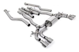  Cat Back System inc. OPF/GPF Bypass with Brushed Titanium GT-100 Trims  - Required Stage 2 ECU Software or OPF/GPF Bypass Module - For Vehicles with Flange Connection to OE Downpipes