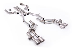  Unbalanced Straight Center Valved System with Quad GT-115 4.5' Brushed Titanium Tips 