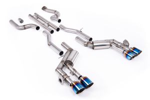  Unbalanced Straight Center Valved System with Quad GT-115 4.5' Burnt/Blue Titanium Tips 