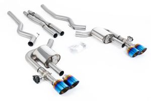  Active Valved Cat Back with X Pipe and GT-115 / 4.5' Burnt/Blue Titanium Tips