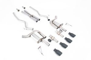  Active Valved Cat Back with X Pipe and GT-100 / 4' Cerakote Black Tips