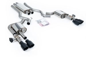  Dual Quad Outlet with Active Valves Resonated with GT-100 Cerakote Black Trims - Requires OE GT 5.0 Rear Diffuser