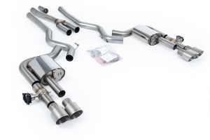  Dual Quad Outlet with Active Valves Non-Resonated with GT-100 Brushed Titanium Trims - Requires OE GT 5.0 Rear Diffuser