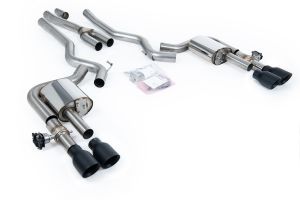  Dual Quad Outlet with Active Valves Non-Resonated with GT-100 Cerakote Black Trims - Requires OE GT 5.0 Rear Diffuser