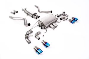  OPF/GPF Back Resonated Valved System with Quad GT-90 Burnt/Blue Titanium Trims - ECE Approved