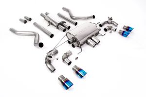  OPF/GPF Back Resonated Valved System with Quad GT-90 Burnt/Blue Titanium Trims - ECE Approved