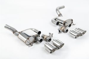  Valved Rear Silencers - Works with OE PSE Switch and requires OE system cutting - with Polished GT-115 Trims