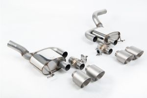  Valved Rear Silencers - Works with OE PSE Switch and requires OE system cutting - with Brushed Titanium GT-115 Trims