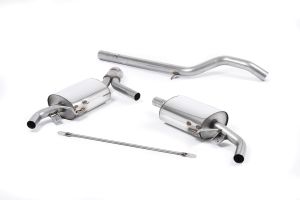  Non-resonated (louder). Uses OE tailpipe trims