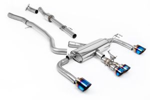  76.2mm / 3' Non Resonated Primary Cat Back (Loudest) with Burnt/Blue Titanium GT Tips - Re-uses OE Valve Controls‚ Bypasses the Secondary Cat & No Cutting of the OE System Required