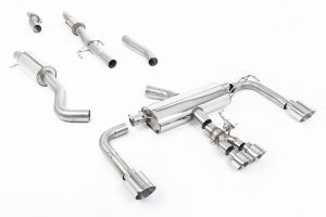  76.2mm / 3' Resonated Primary Cat Back with Polished GT Tips - Re-uses OE Valve Controls‚ Bypasses the Secondary Cat & No Cutting of the OE System Required