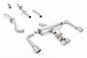  76.2mm / 3' Resonated Primary Cat Back with Brushed Titanium GT Tips - Re-uses OE Valve Controls‚ Bypasses the Secondary Cat & No Cutting of the OE System Required