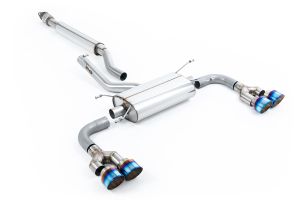  Quad Outlet System for TRD Rear Diffuser - Resonated (quieter). Burnt/Blue Titanium Tips - ECE Approved