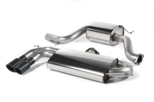 3-inch Race System. Resonated (quieter). Cerakote Black Tips