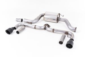  Non-resonated (louder). Cerakote Black Tips. Only for vehicles without the factory Front silencer seen on cars with V-band fitment turbo flange.