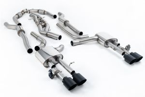 Milltek Sport  Resonated Cat Back Back System (Twin 80mm) with GT-115 Cerakote Black Trims (Does Not Require Cutting of the OE System) - EC Approval Awaiting Testing Audi  S8  D5 4.0 TFSI V8 Saloon / Sedan - Long Wheel Base (Non OPF/GPF US/ROW Models)