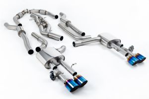Milltek Sport  Resonated Cat Back Back System (Twin 80mm) with GT-115 Burnt/Blue Titanium Trims (Does Not Require Cutting of the OE System) - EC Approval Awaiting Testing Audi  S8  D5 4.0 TFSI V8 Saloon / Sedan - Long Wheel Base (Non OPF/GPF US/ROW Models