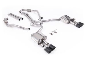 Milltek Sport Cat Back Non-Resonated (Louder) with Quad JET-100 Carbon Trims Audi S5 3.0 V6 Turbo Coupe Only B9 (Sport Diff Models Only & WITH Brace Bars)