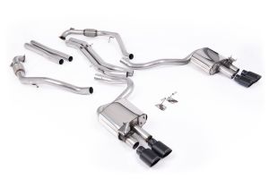 Milltek Sport Cat Back Non-Resonated (Louder) with Quad Cerakote Black Ovals Trims Audi S5 3.0 V6 Turbo Coupe Only B9 (Sport Diff Models Only & WITH Brace Bars)