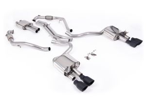 Milltek Sport Cat Back Resonated with Quad GT-100 Cerakote Black Trims Audi S5 3.0 V6 Turbo Coupe Only B9 (Sport Diff Models Only & WITH Brace Bars)
