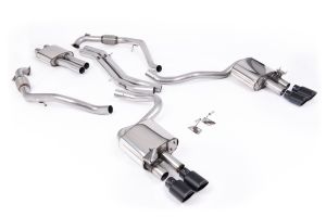 Milltek Sport Cat Back Resonated with Quad Cerakote Black Oval Trims Audi S5 3.0 V6 Turbo Coupe Only B9 (Sport Diff Models Only & WITH Brace Bars)