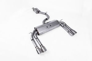 Milltek Sport Non-Valved Race System. Resonated (quieter). Quad Oval Polished Tips Audi S3 2.0 TFSI quattro Saloon & Cabrio 8V/8V.2 (Non-GPF Equipped Models Only)