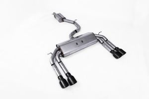 Milltek Sport Non-Valved Race System. Resonated (quieter). Quad Round Cerakote Black Tips Audi S3 2.0 TFSI quattro Saloon & Cabrio 8V/8V.2 (Non-GPF Equipped Models Only)