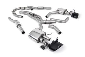 Milltek Sport Cat Back System Resonated (Twin 80mm) with Cerakote Black Oval Trims - Does not requires cutting of the OE system  Audi RS6 C8 4.0 V8 bi-turbo in Performance Edition (Non OPF/GPF Models - USA/ROW Models)