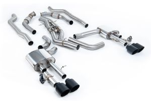 Milltek Sport  Non-Resonated (Louder) Cat Back System (Twin 80mm) with GT-115 Cerakote Black Trims (Does Not Require Cutting of the OE System) Audi  S8  D5 4.0 TFSI V8 Saloon / Sedan - Standard Wheel Base (Non OPF/GPF US/ROW Models)